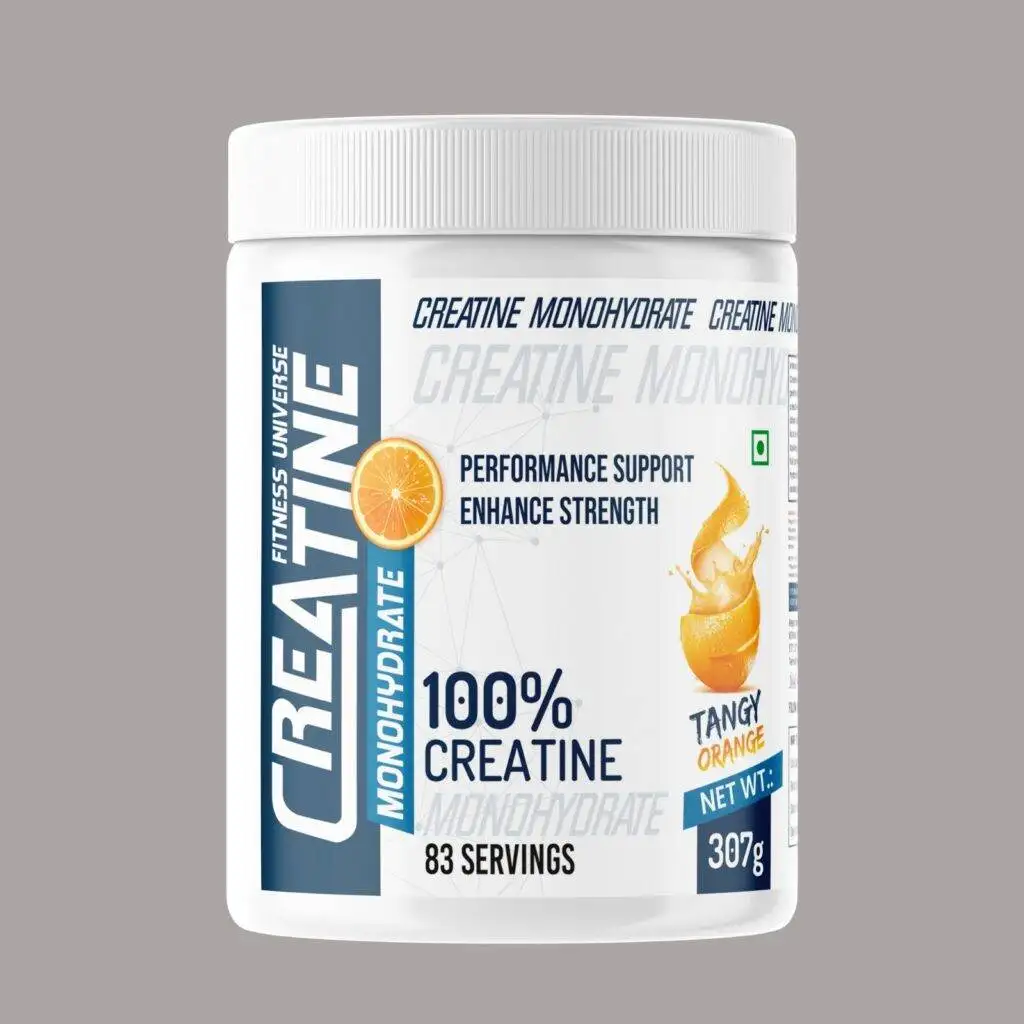 Fitness Universe Creatine Monohydrate Tangy Orange | Quick Recovery | Great Taste | Creatine Monohydrate | Pre & Post Workout |